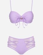 rosse line Bikini Mov Sutien și Chiloți Talie Înaltă cu Detalii din Plasă Kinovia