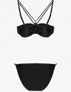 rosse line Bikini Negru Chiloți tip slip și Sutien cu Bretele Decorative Fadelinna