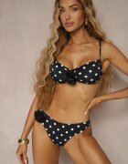rosse line Bikini Negru cu Buline cu Aplicații Florale Sutien și Chiloți Loritia