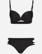 rosse line Bikini Negru cu Decupaje Decorative Sutien cu Șnururi și Chiloți Figă Kinessa