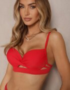 rosse line Bikini Roșu cu Decupaje Decorative Sutien cu Legături și Chiloți Slip Kinessa