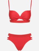 rosse line Bikini Roșu cu Decupaje Decorative Sutien cu Legături și Chiloți Slip Kinessa
