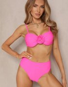 rosse line Bikini Roz Chiloți Sutien Decorat cu Floare 3D Tenionea