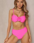 rosse line Bikini Roz Chiloți Sutien Decorat cu Floare 3D Tenionea