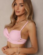 rosse line Bikini Roz deschis cu decupaje decorative Sutien cu legături și slipuri Kinessa