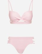 rosse line Bikini Roz deschis cu decupaje decorative Sutien cu legături și slipuri Kinessa
