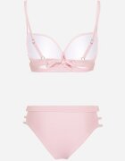 rosse line Bikini Roz deschis cu decupaje decorative Sutien cu legături și slipuri Kinessa