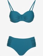 rosse line Bikini Slip Bleumarin și Sutien Întărit cu Încrețituri Vintelle
