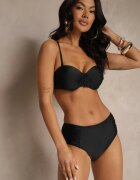 rosse line Bikini Slip și Sutien întărit Negre cu încrețituri Vintelle