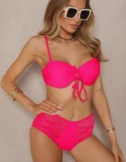 rosse line Bikini Sutien și Chiloți Figă Talie înaltă cu Detalii din Plasă Roz Kinovia