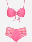 rosse line Bikini Sutien și Chiloți Figă Talie înaltă cu Detalii din Plasă Roz Kinovia