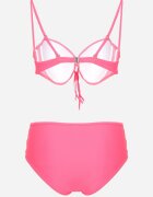 rosse line Bikini Sutien și Chiloți Figă Talie înaltă cu Detalii din Plasă Roz Kinovia