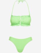 rosse line Bikini Verde deschis Chiloți figi și Sutien cu legătură decorat cu încrețituri Folinira