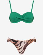 rosse line Bikini Verde închis 2 Perechi de Chiloți Tip Slip și Sutien cu Legătură la Spate Galanoria