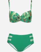 rosse line Bikini Verde Sutien cu Frunze și Chiloți slip cu Inserții din plasă Kinalea