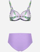 rosse line Bikini Violete Sutien cu Frunze și Chiloți Figi cu Inserții din Plasă Kinalea