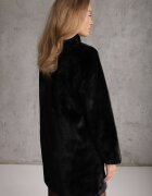 rosse line Blană artificială cu guler tip tunică și închidere elegantă în formă de floare Lireko Neagră
