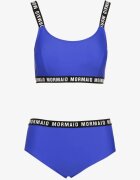 rosse line Chiloți bikini tip slip albaștri și top sportiv albastru decorați cu inscripții Nevoneira