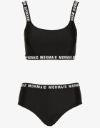 rosse line Chiloți de bikini tip slip și Top sportiv negru decorați cu inscripții Nevoneira