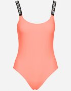 rosse line Costum de baie Portocaliu cu Cupe întărite Decorat cu inscripții Tenera