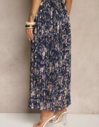 rosse line Fustă bleumarin florală cloș cu pliuri decorată cu imprimeu metalic Folonissa