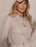 rosse line Geacă Bej tip cămașă din imitație de piele scurtă cu buzunare Sesadoris