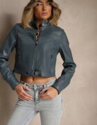 rosse line Geacă Bleumarin de Motocicletă Tip Ramonescă Cu Cataramă Zollia