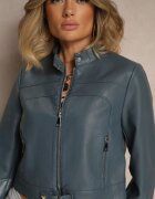rosse line Geacă Bleumarin de Motocicletă Tip Ramonescă Cu Cataramă Zollia