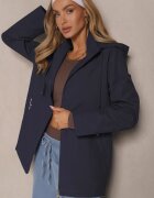 rosse line Geacă Bleumarin în Stil Windbreaker cu Glugă Detașabilă Ndivena