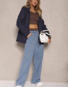 rosse line Geacă Bleumarin în Stil Windbreaker cu Glugă Detașabilă Ndivena