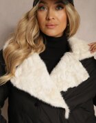 rosse line Geacă Neagră Matlasată cu Guler de Blană și Capse Deolina
