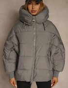 rosse line Geacă Puffer Gri Supradimensionată cu Glugă Mevenassa