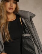 rosse line Geacă Puffer Gri Supradimensionată cu Glugă Mevenassa