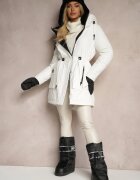 rosse line Jachetă Albă Stil Parka cu șnur elastic și Glugă Semelora