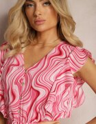 rosse line Rochie Cloș Roz cu Nasturi și Elastic în Talie Mottella