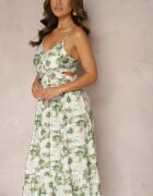 rosse line Rochie Cloș Verde Deschis cu Bretele cu Șlițuri și Decorată cu Nasturi Dimline