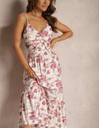 rosse line Rochie evazată mov deschis cu bretele cu decupaje decorată cu nasturi Dimline