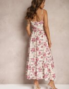 rosse line Rochie evazată mov deschis cu bretele cu decupaje decorată cu nasturi Dimline