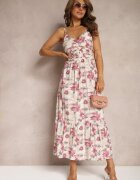 rosse line Rochie evazată mov deschis cu bretele cu decupaje decorată cu nasturi Dimline