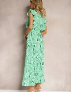 rosse line Rochie Evazată Verde deschis cu nasturi și elastic în talie Mottella