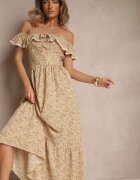 rosse line Rochie Galbenă cu Volănașe Decorative Folanne