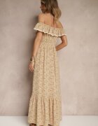 rosse line Rochie Galbenă cu Volănașe Decorative Folanne