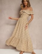 rosse line Rochie Galbenă cu Volănașe Decorative Folanne