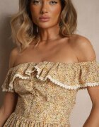 rosse line Rochie Galbenă cu Volănașe Decorative Folanne