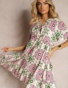 rosse line Rochie Roz din viscoză cu model mozaic Boho Naviera
