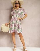 rosse line Rochie Roz din viscoză cu model mozaic Boho Naviera