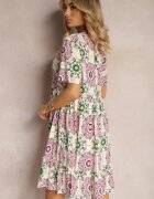 rosse line Rochie Roz din viscoză cu model mozaic Boho Naviera