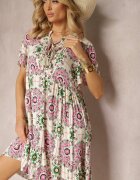 rosse line Rochie Roz din viscoză cu model mozaic Boho Naviera