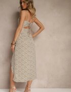rosse line Rochie Verde cu croială evazată cu model geometric Otellaria