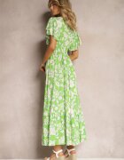 rosse line Rochie verde deschis din viscoză cu mânecă scurtă legată în față strânsă în talie Tessam